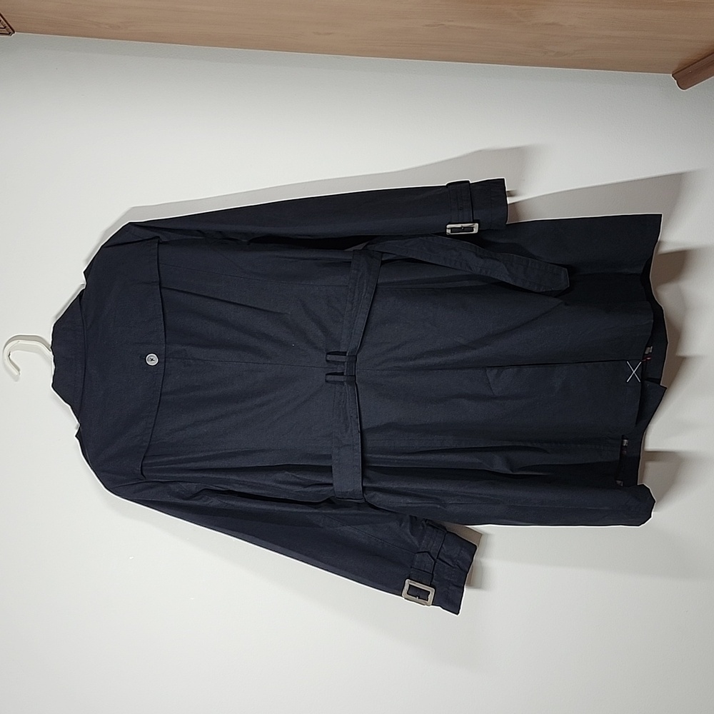 Pendleton Belted Black Trench Coat Plaid Lined Cotton Blend Classic Womens XXL - Picture 8 of 13